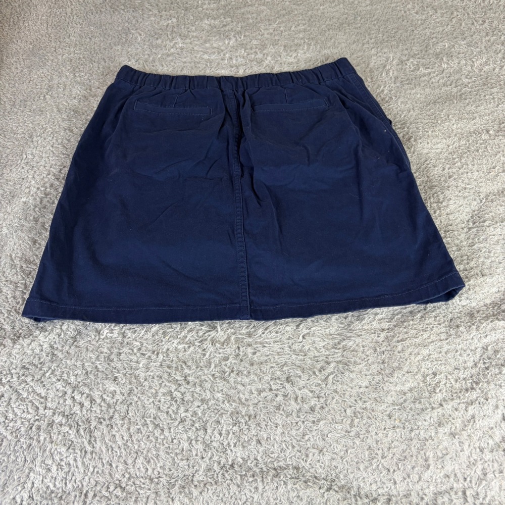 Lands End Navy Blue Pull On Skort Size 10 Cotton Blend Twill Mini Skirt Pockets - Picture 8 of 9